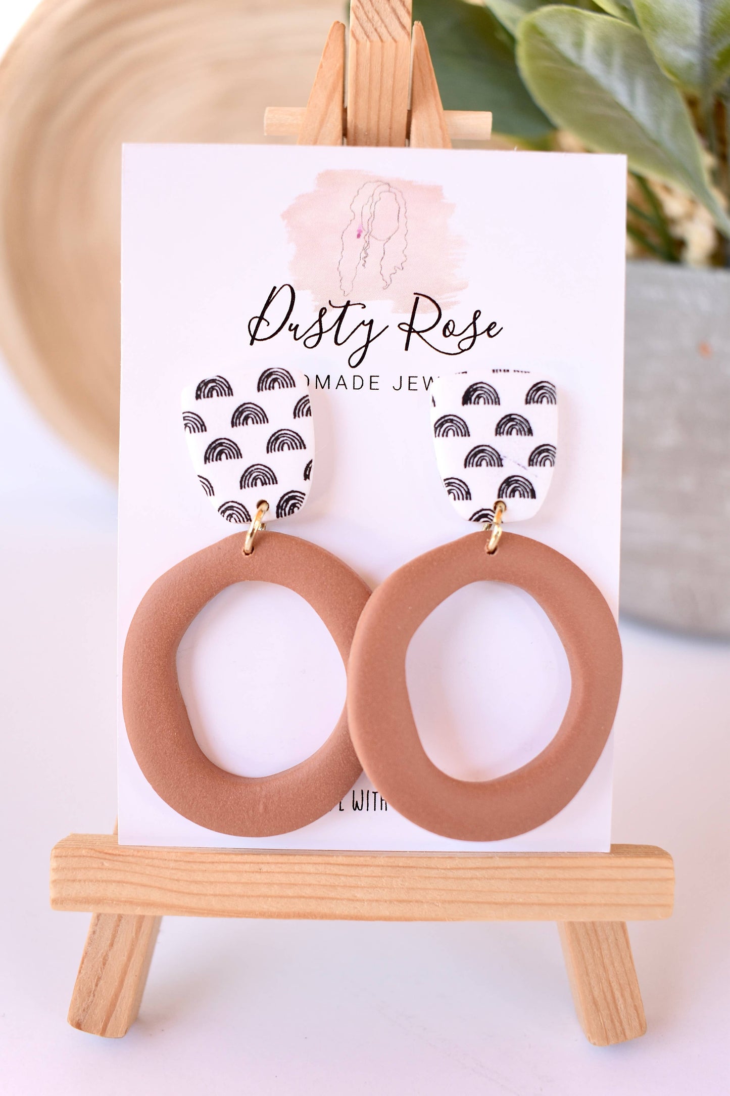 Dusty Rose Creations - Wrenley- Terracotta & White Clay Earrings