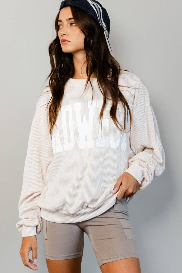 MIDWEST' Comfy Oversize Graphic Sweatshirt  CREAM