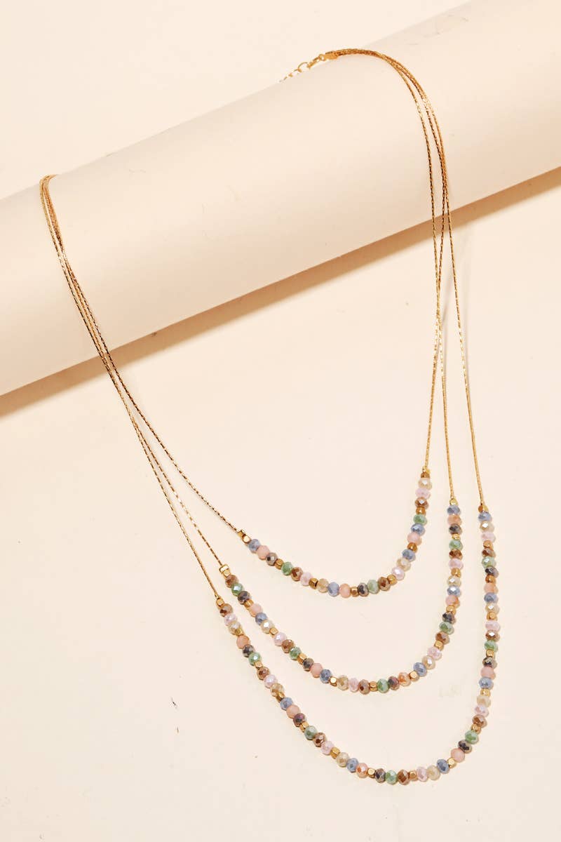 Anarchy Street - Layered Glass Beaded Necklace: MINT