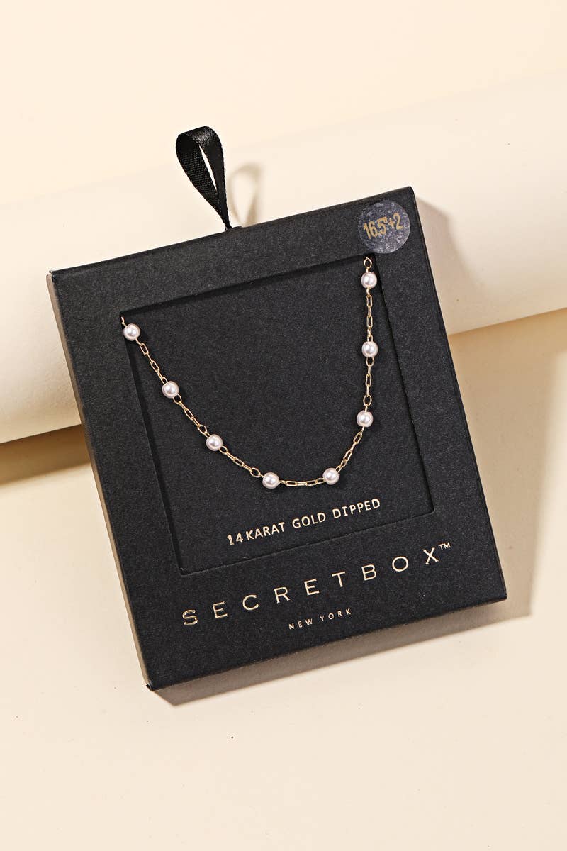 Anarchy Street - Secret Box Chain Pearl Station Necklace: WG
