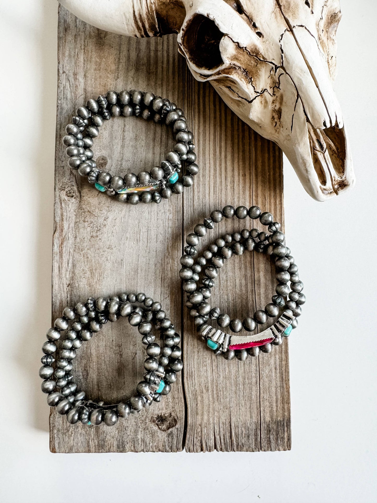 Boho Ranch Shop - WESTERN STYLE BEADED BRACELET SET: TURQUOISE