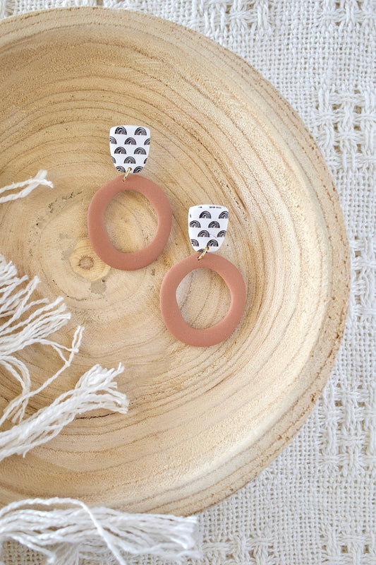 Dusty Rose Creations - Wrenley- Terracotta & White Clay Earrings