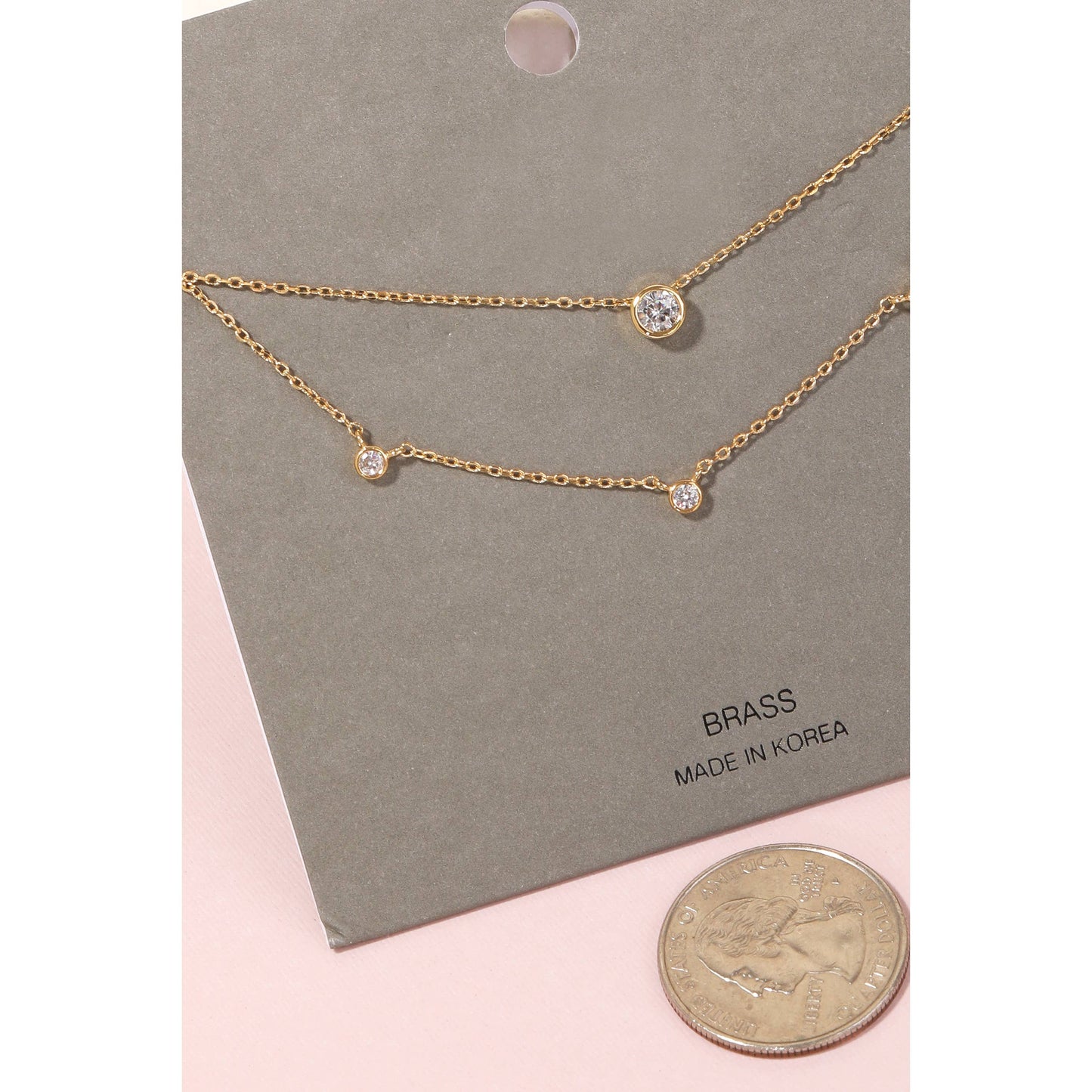 Anarchy Street - Mini Rhinestone Charms Layered Chain Necklace: S