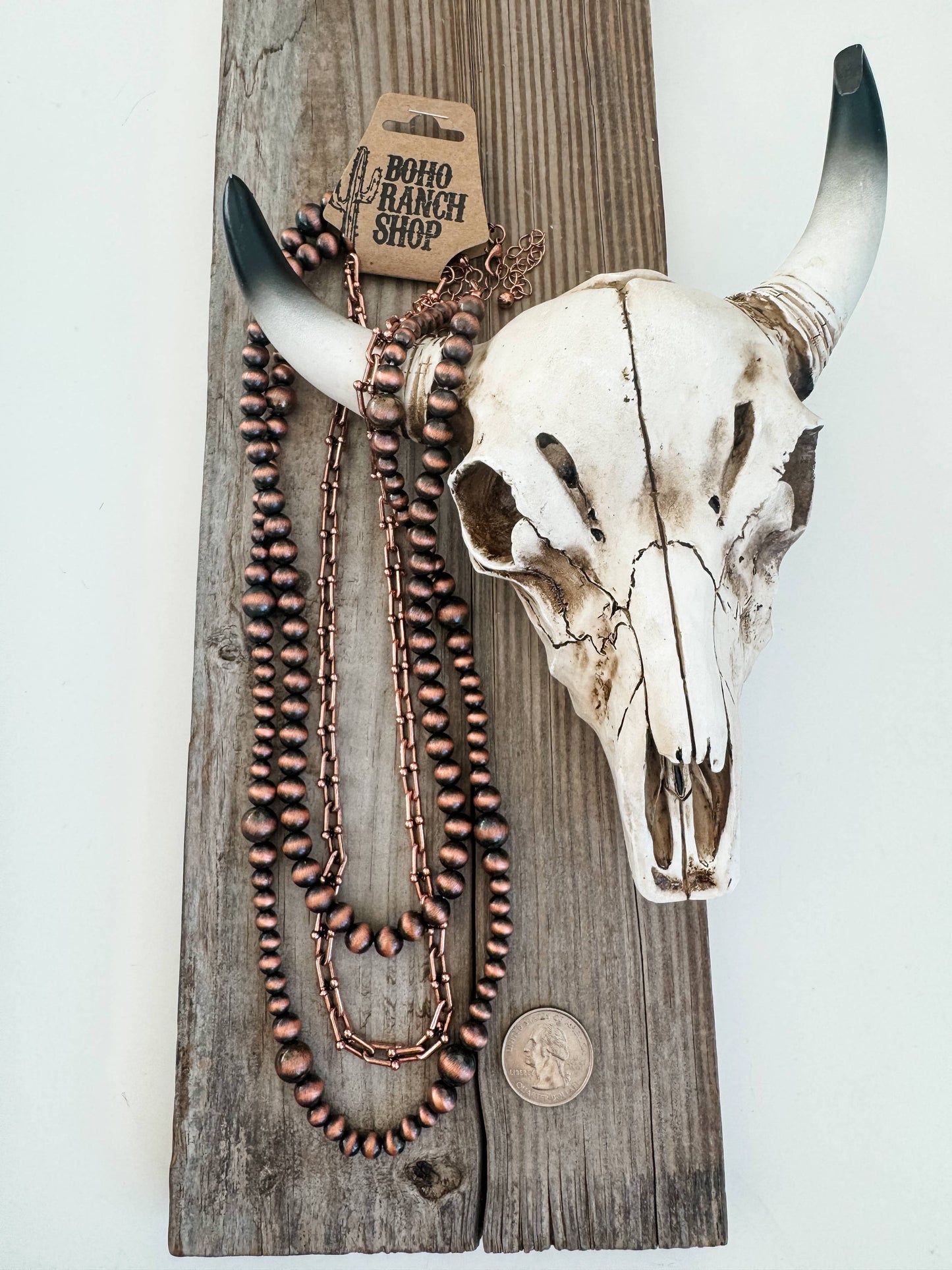 Boho Ranch Shop - 3 Layer Navajo Style Pearl Western Necklace Set: SILVER