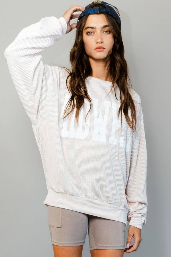 MIDWEST' Comfy Oversize Graphic Sweatshirt  CREAM