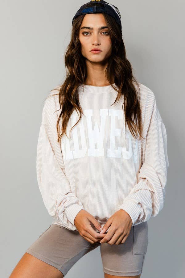 MIDWEST' Comfy Oversize Graphic Sweatshirt  CREAM