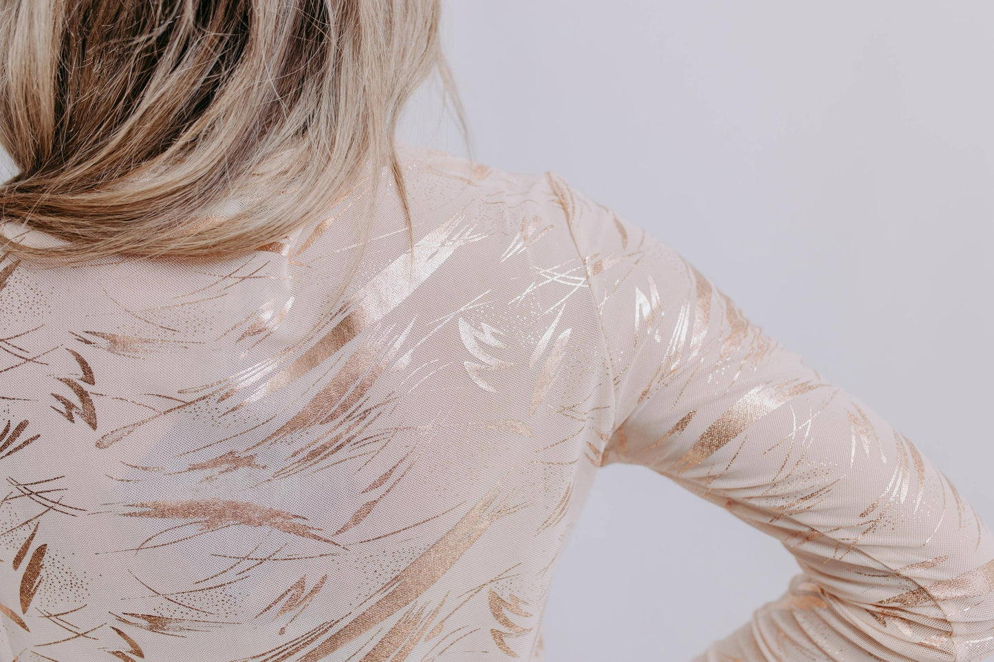 Gold Paint Mesh Top: Neutral