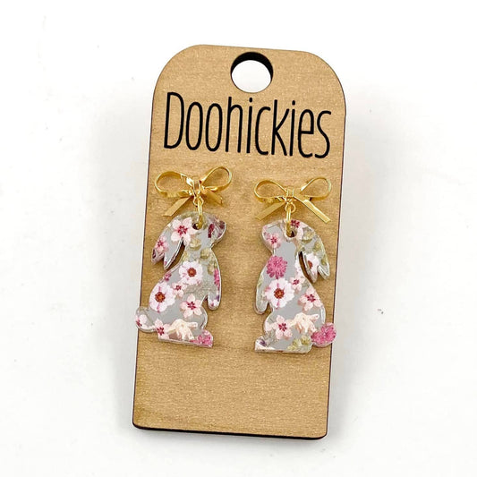 Doohickies - Floral Bunny Dangles - Easter Earrings: Pink