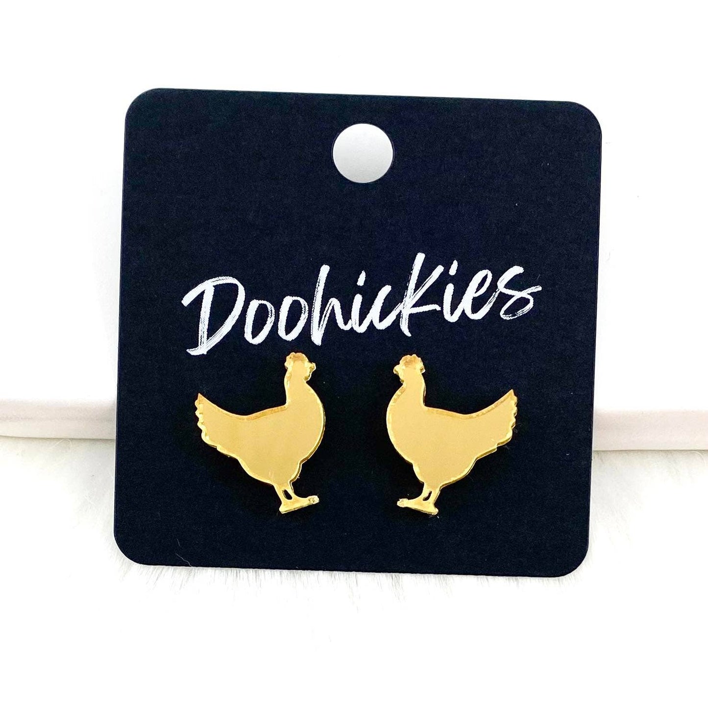 Doohickies - Show Animal Studs -Western Earrings: Black Glitter Cows