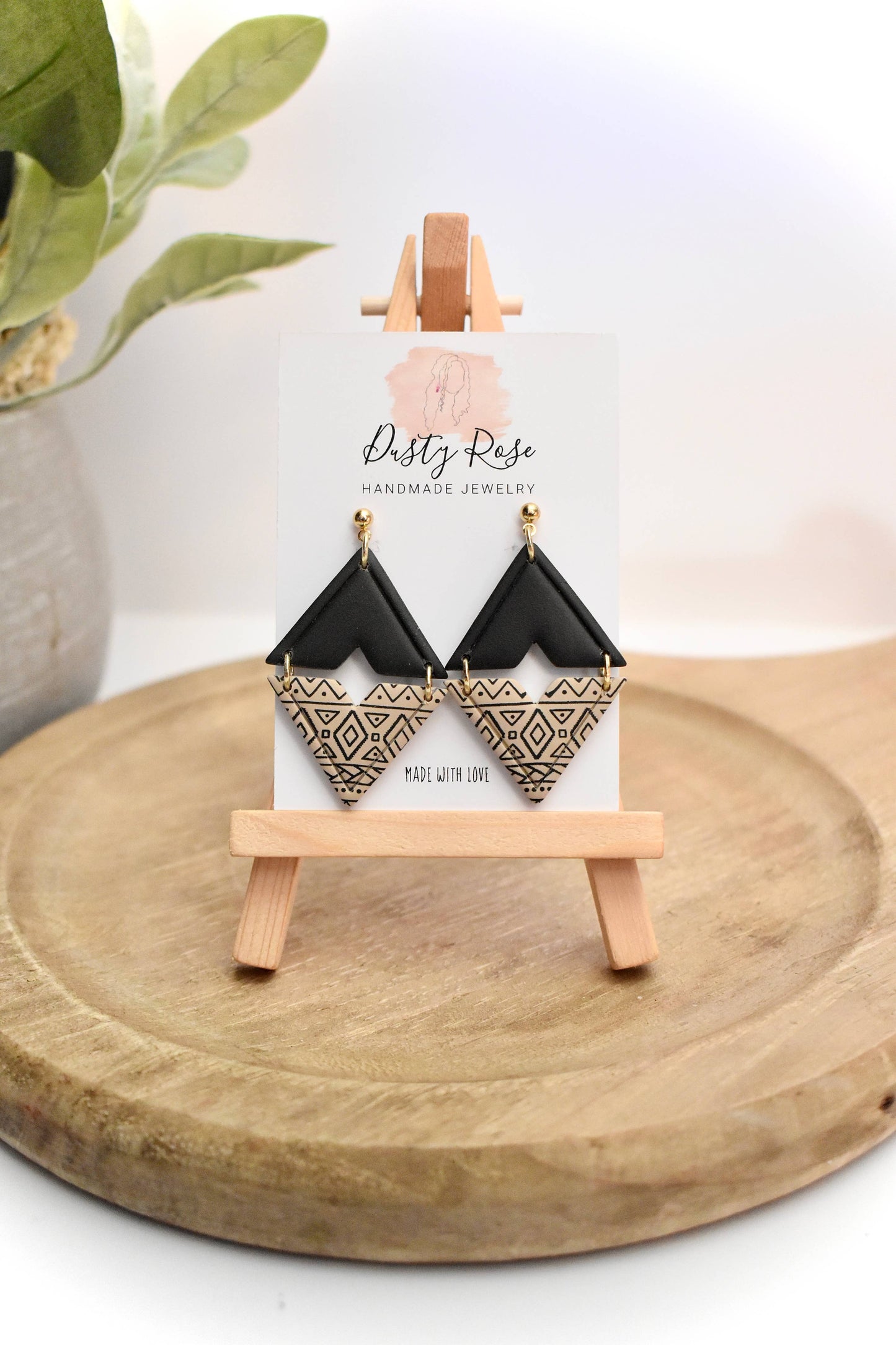 Dusty Rose Creations - Black & Tan Aztec Dangles