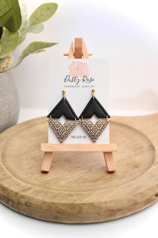 Dusty Rose Creations - Black & Tan Aztec Dangles