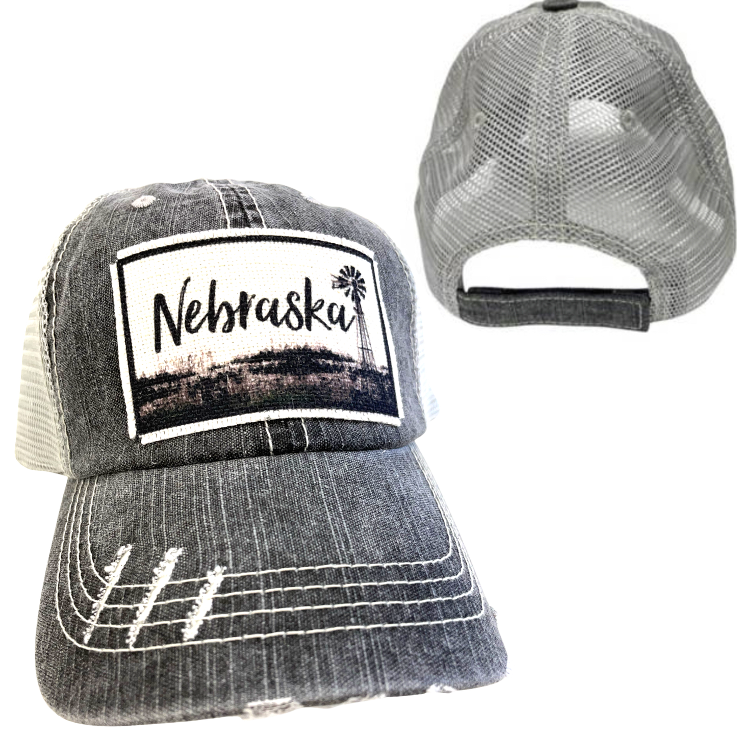 dkhandmade - NEBRASKA WINDMILL HATS: Black with Black Mesh Unisex