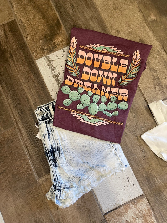 Double Down Dreamer Tee - Graphic tee with inspirational design