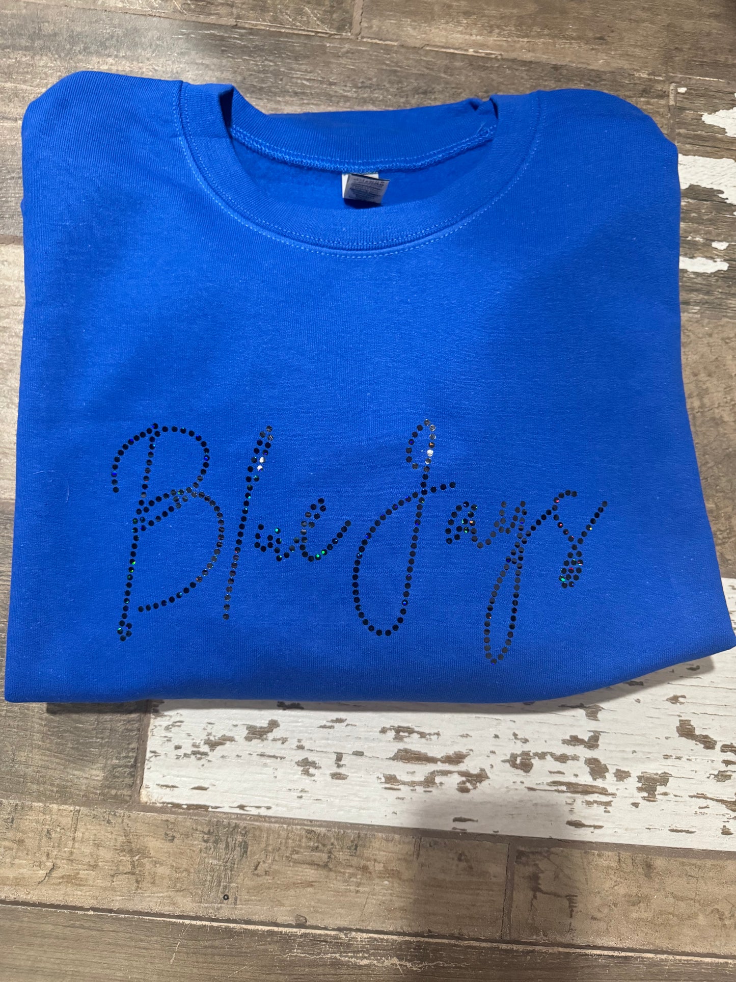 Blue BlueJay bling crewneck