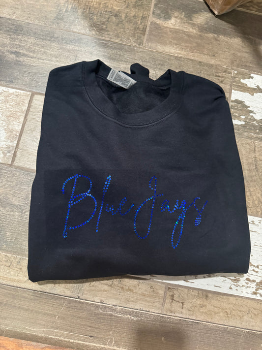 Black Bling BlueJay Crewneck