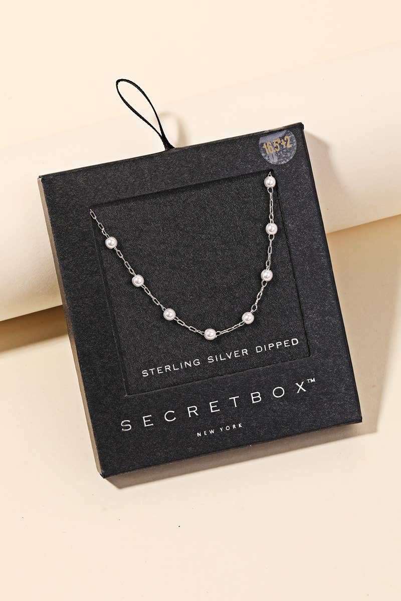 Anarchy Street - Secret Box Chain Pearl Station Necklace: WG