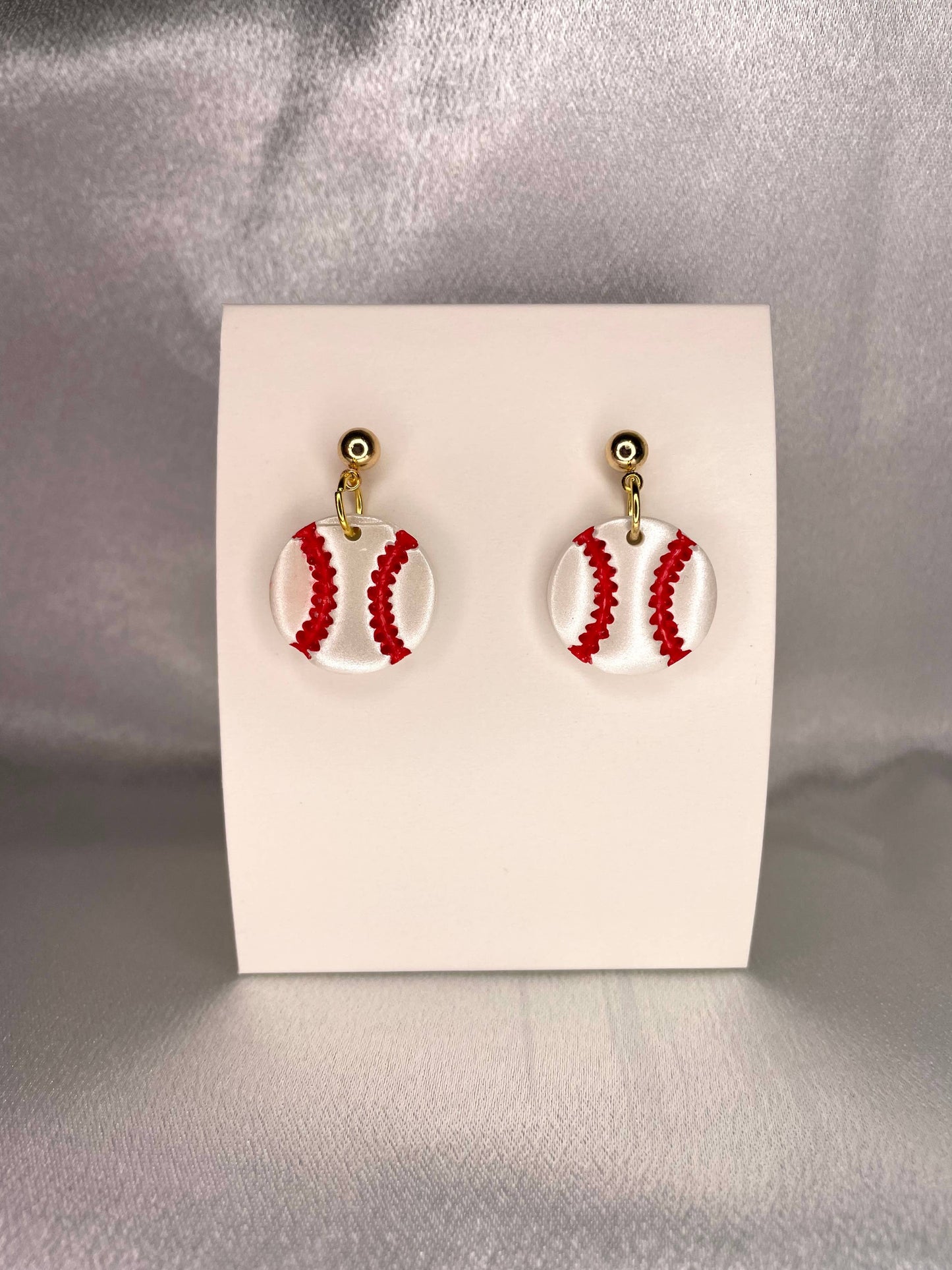 KBH CREATIONS - Baseball Clay Earrings: Stud