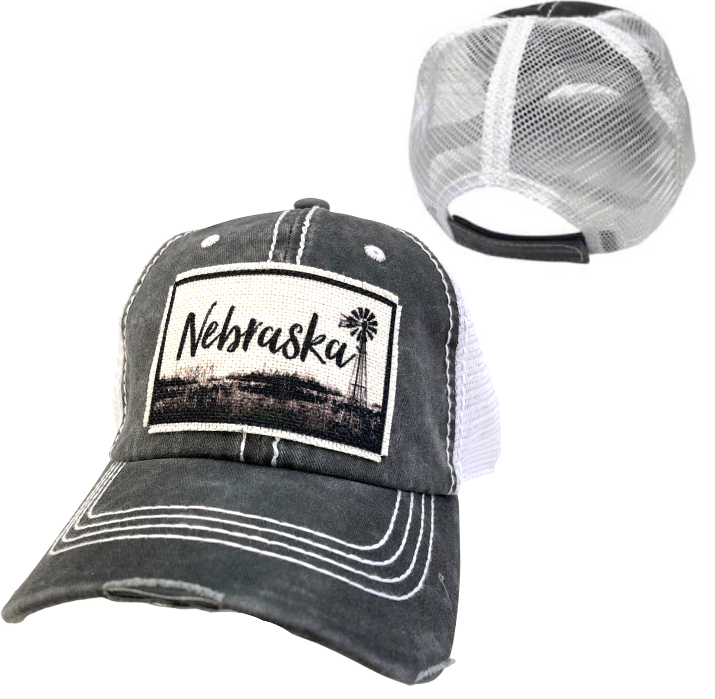 dkhandmade - NEBRASKA WINDMILL HATS: Black with Black Mesh Unisex