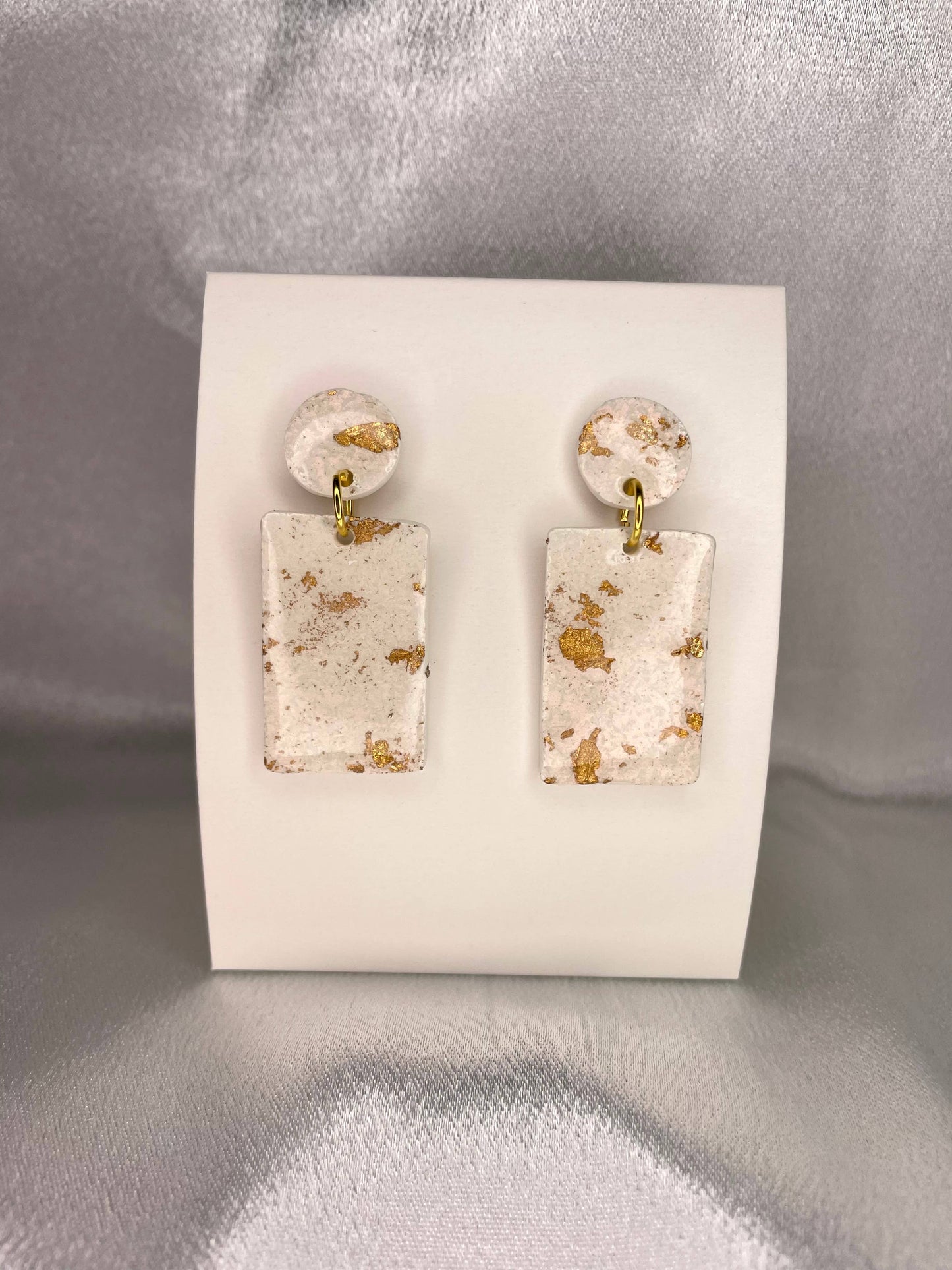 KBH CREATIONS - Pearl Gold Square Clay Earrings