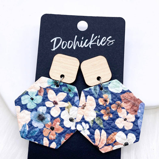 Doohickies - 2" Boho Spring Floral Hexi Dangles -Spring Earrings