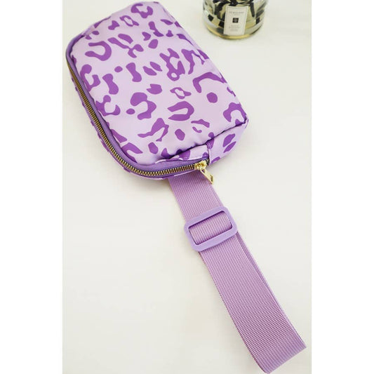 Love and Repeat - Leopard Crossbody Fanny Pack Belt Bag: PURPLE / ONE