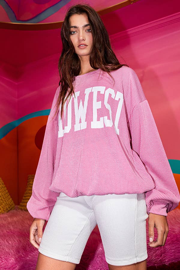 MIDWEST' Comfy Oversize Graphic Sweatshirt  CREAM