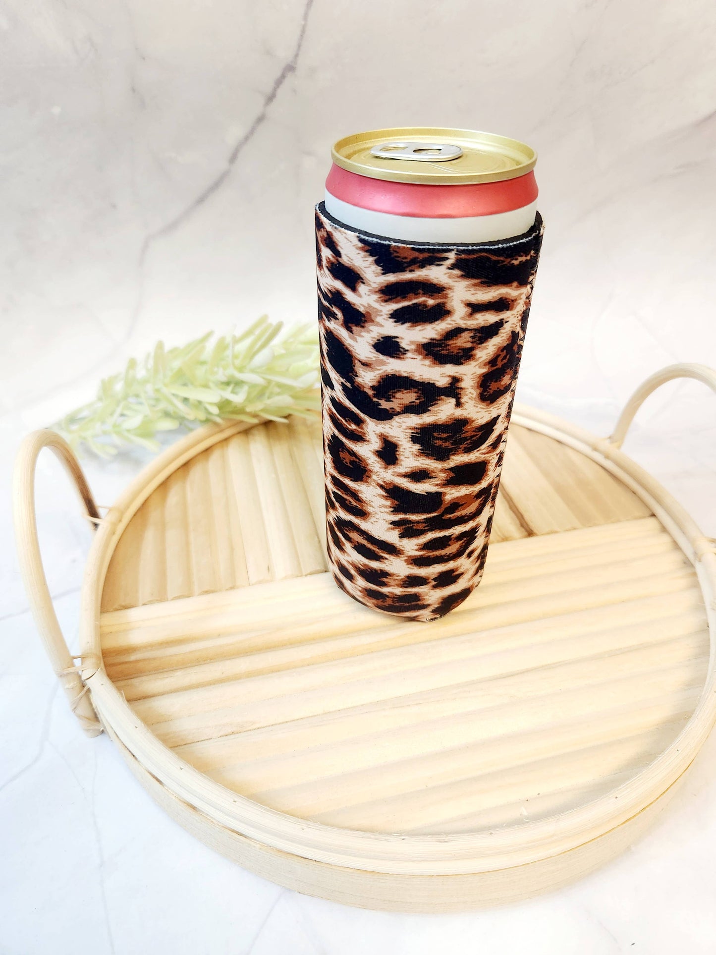 Designs by Kim - Slim can sleeve, fun accessories, cute gift, add on product: Leopard