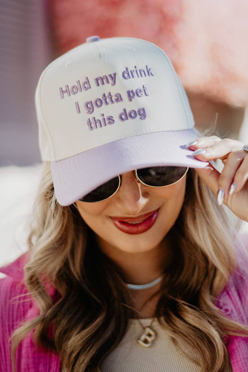 Katydid - Hold My Drink I Gotta Pet This Dog Vintage Hat: Dark Green and Tan