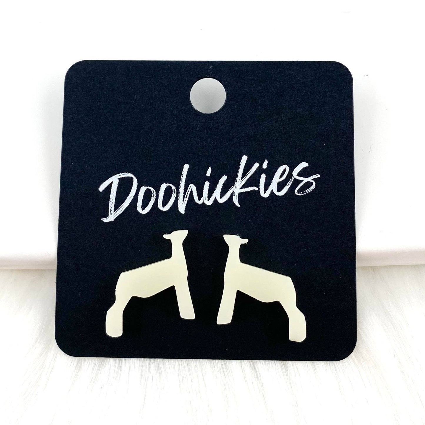 Doohickies - Show Animal Studs -Western Earrings: Black Glitter Cows