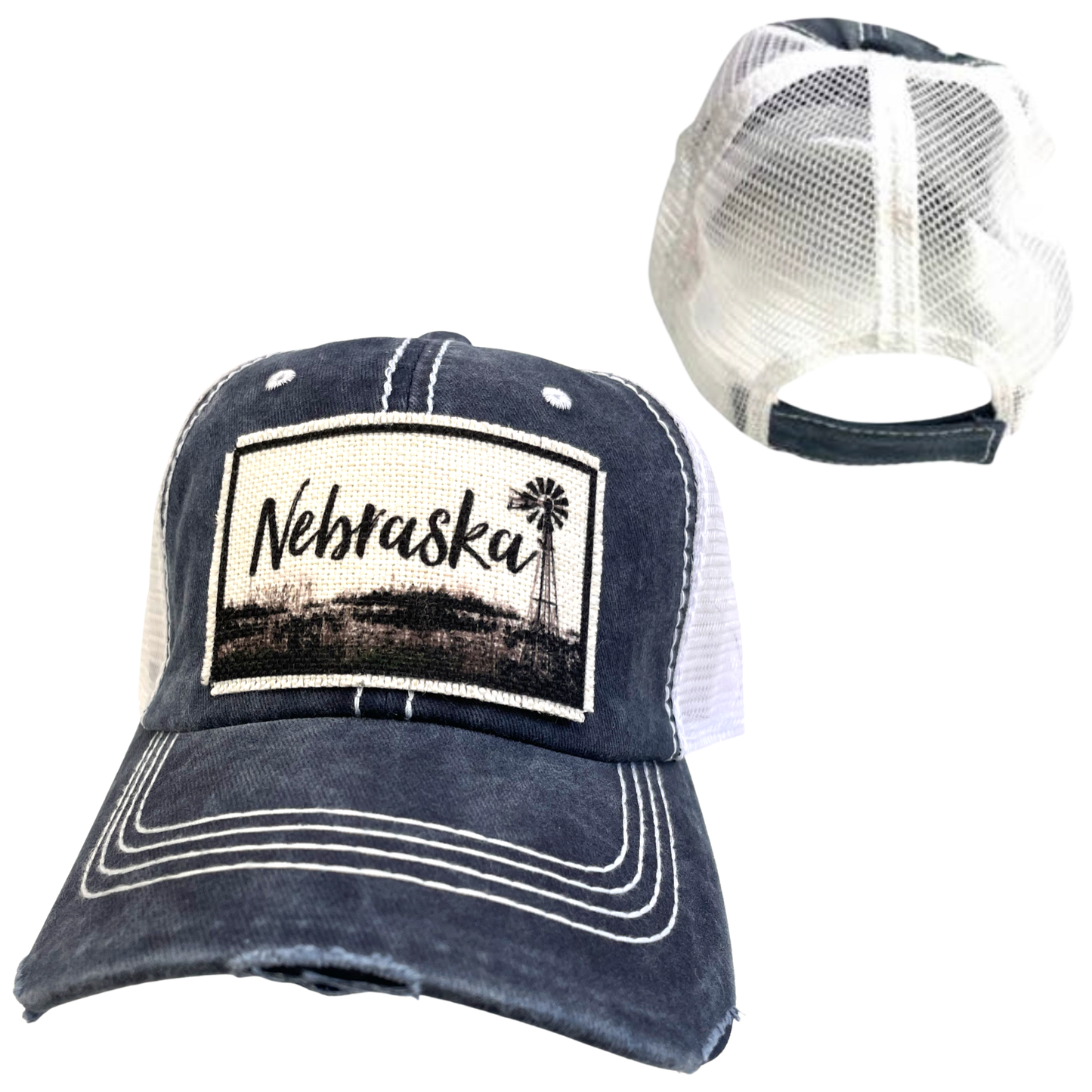 dkhandmade - NEBRASKA WINDMILL HATS: Black with Black Mesh Unisex