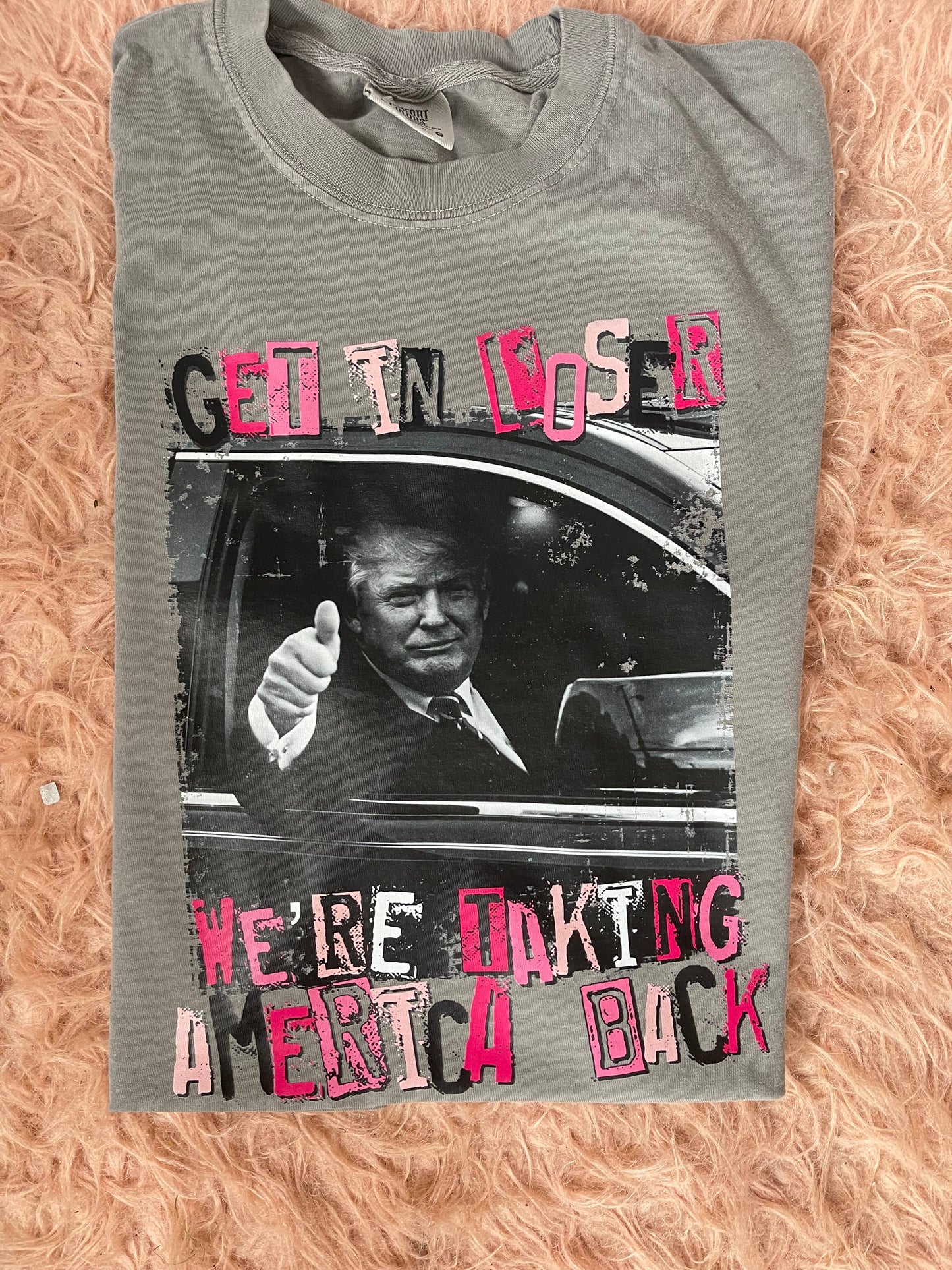 another view of Ivory 'Get in Loser We’re Saving America' Trump Tee Shirt