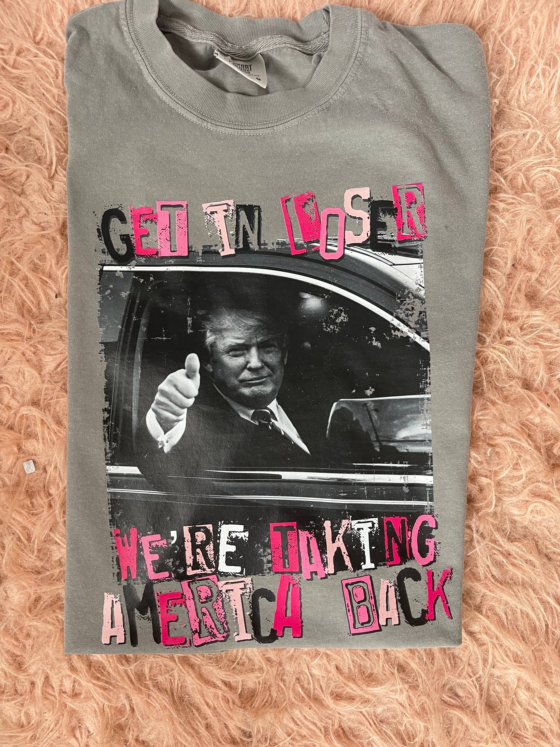 another view of Ivory 'Get in Loser We’re Saving America' Trump Tee Shirt