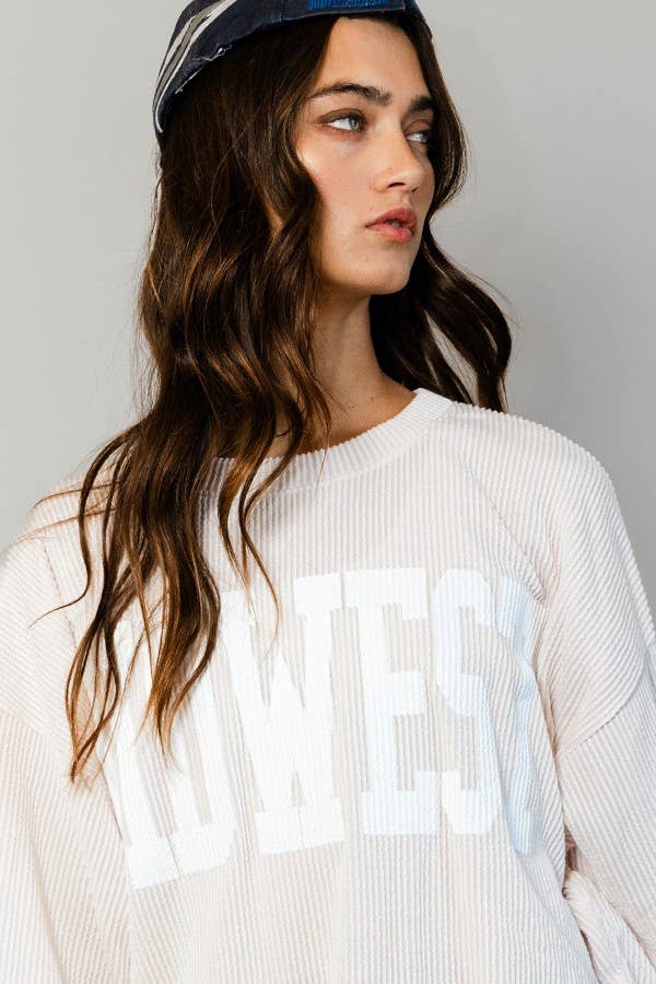 MIDWEST' Comfy Oversize Graphic Sweatshirt  CREAM