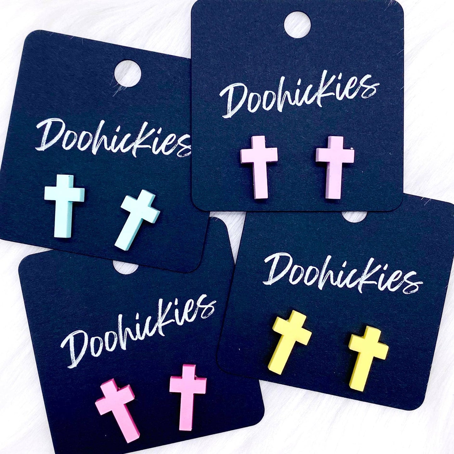 Doohickies - 16mm Pastel Cross Singles -Stud Earrings: Pastel Mint