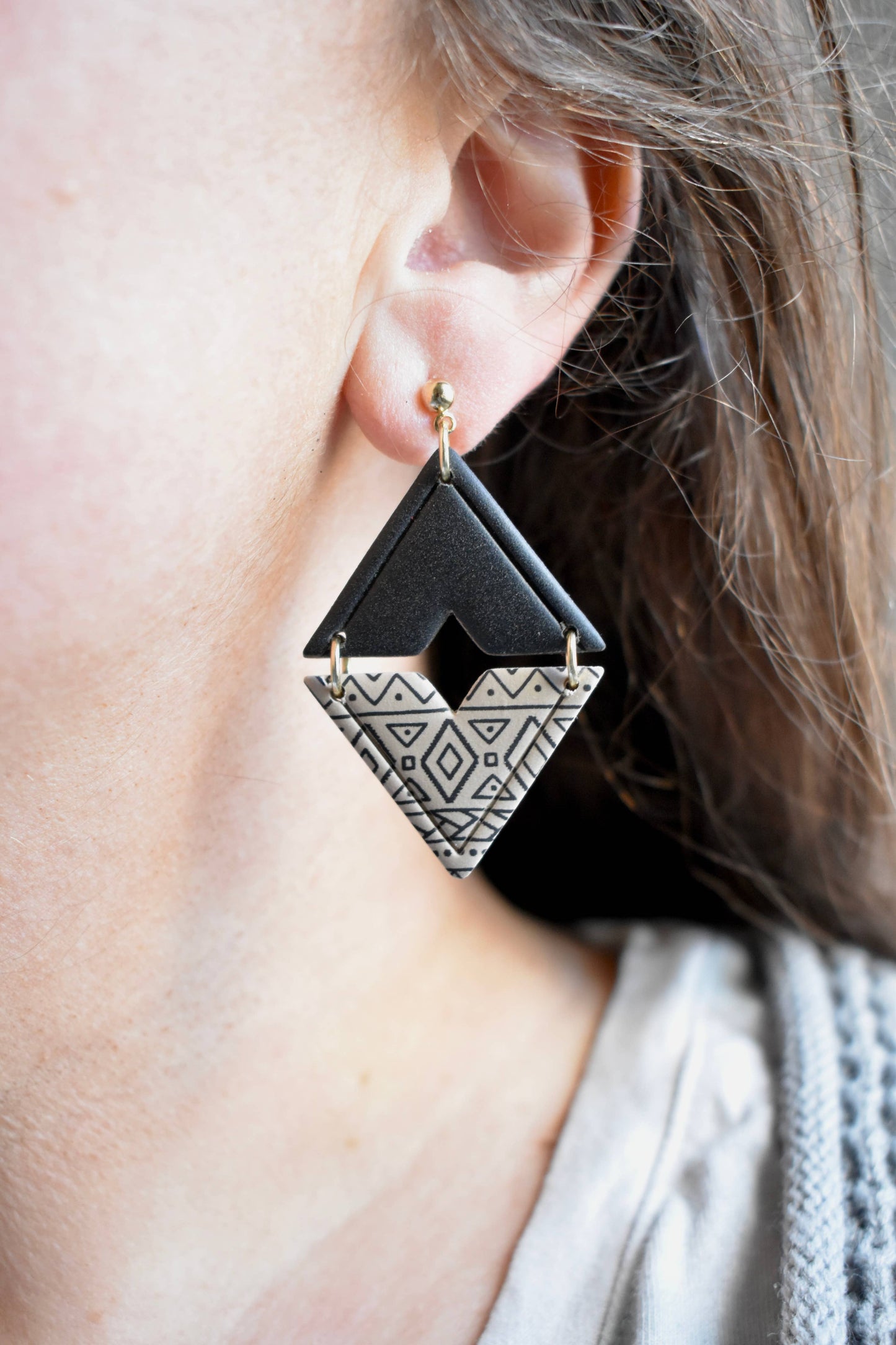 Dusty Rose Creations - Black & Tan Aztec Dangles