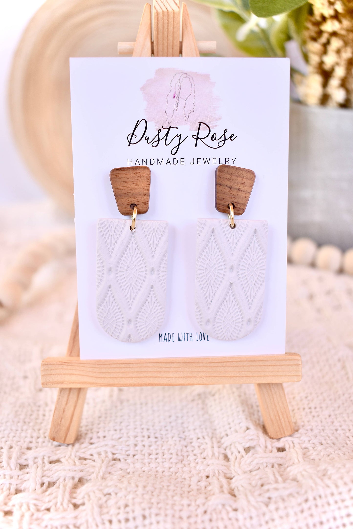 Dusty Rose Creations - Simplistic Boho Dangles- Clay Earrings