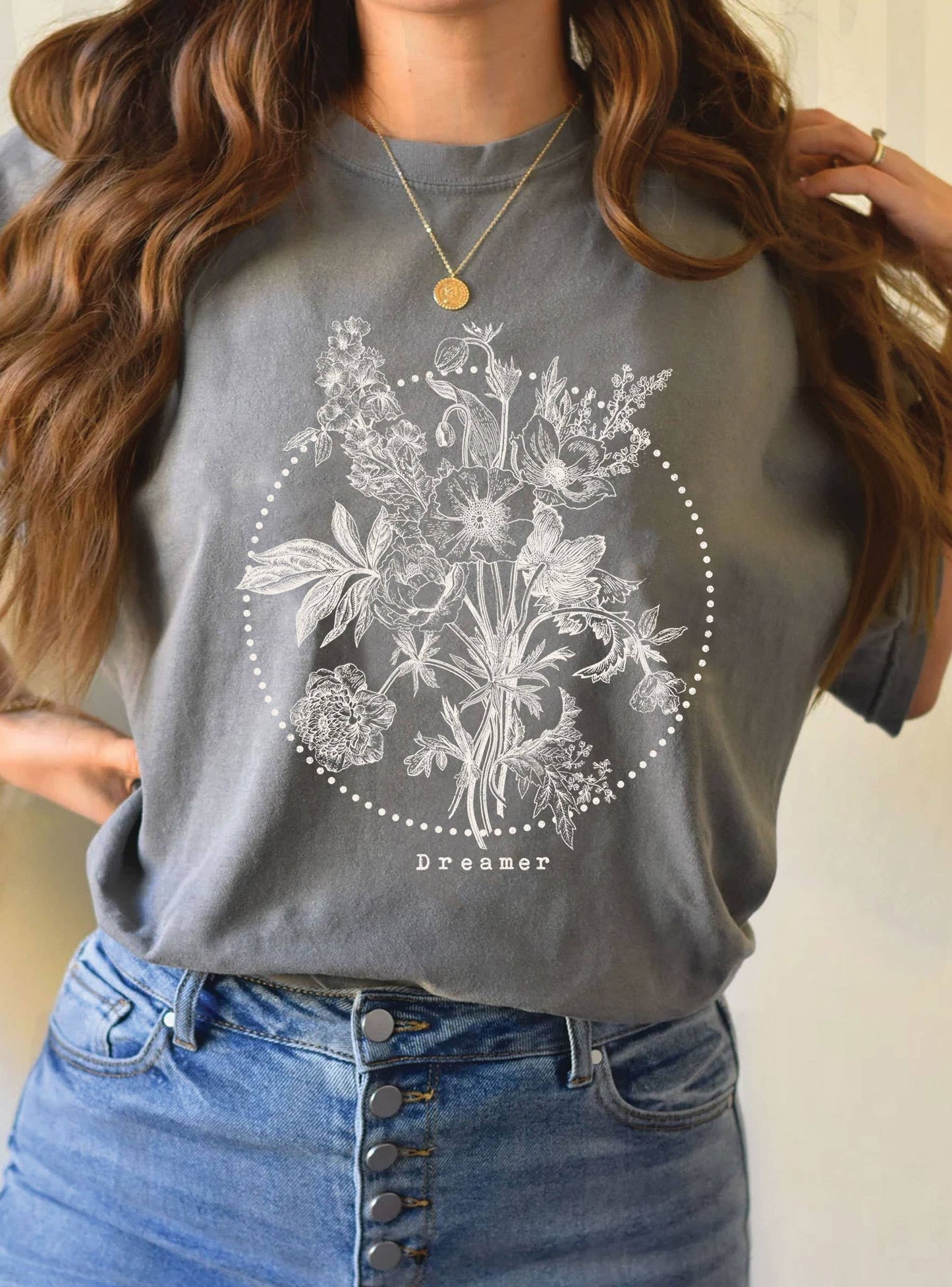 Rustee Clothing - DREAMER FLOWER GRAPHIC TSHIRTS: Black