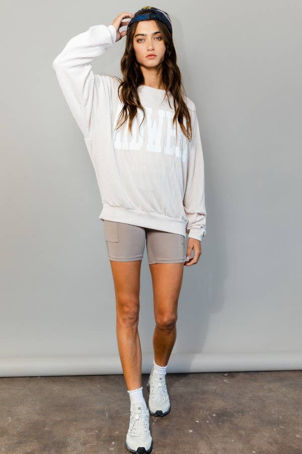 MIDWEST' Comfy Oversize Graphic Sweatshirt  CREAM