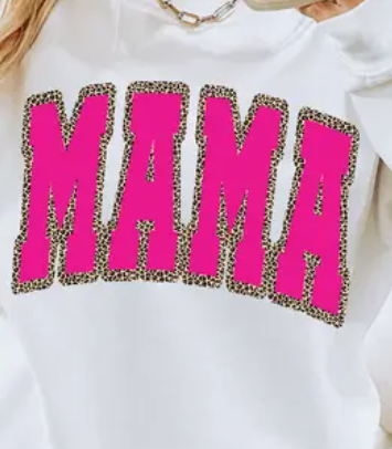 Pink Font Leopard Mama Tee