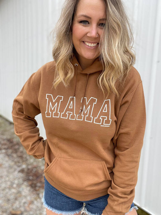 MAMA hooded sweatshirt with seamless body and color-matched drawcord