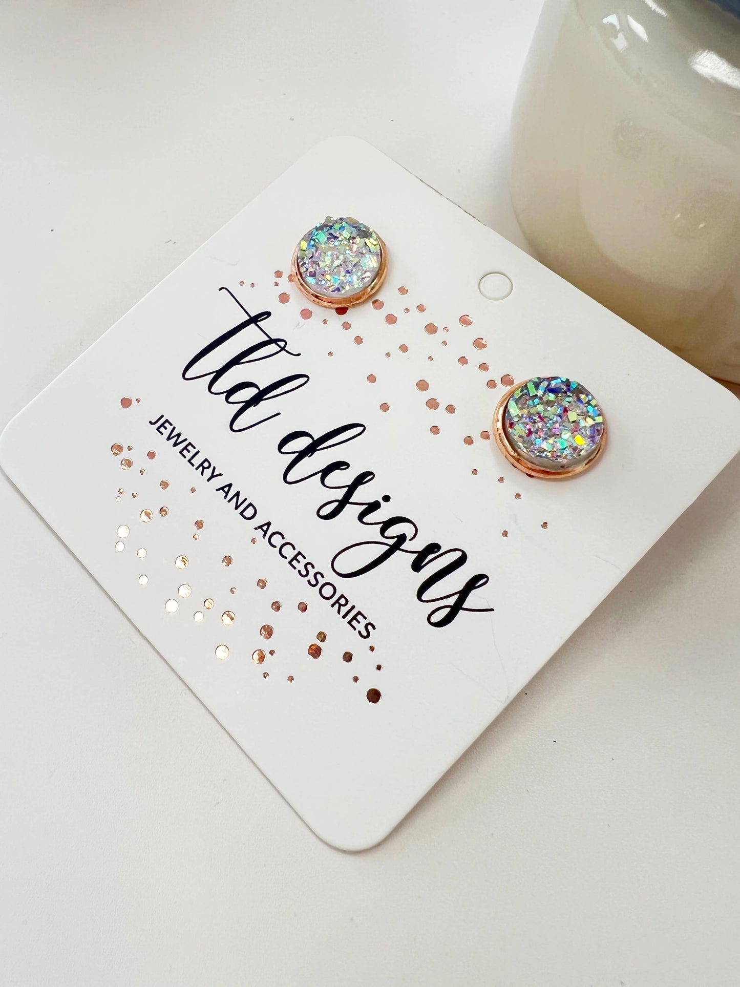 TLD Designs - AB/Rose Gold Druzy Studs