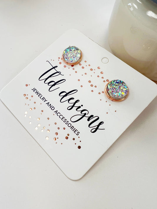 TLD Designs - AB/Rose Gold Druzy Studs