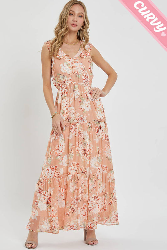 Sweet Lovely by Jen - SW9010DPL FLORAL MAXI DRESS