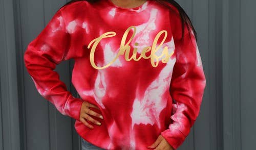 Chiefs shirt with shiny gold foil design