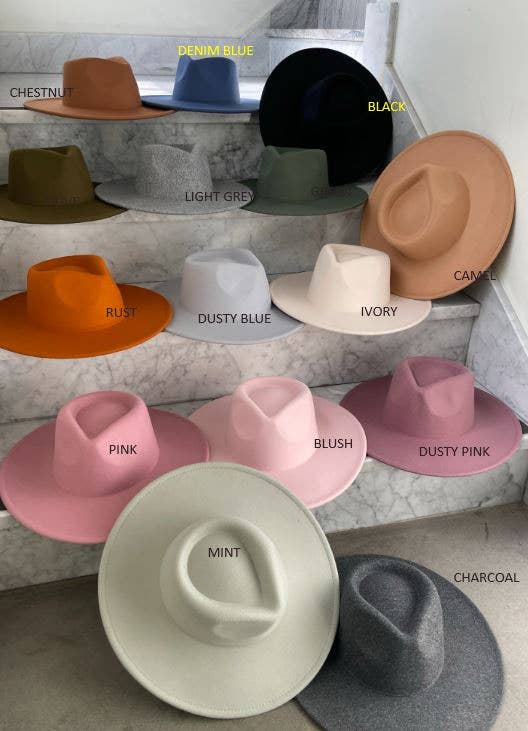Love and Thyme - Best Seller! Vegan Felt wide Brim Rancher Hat