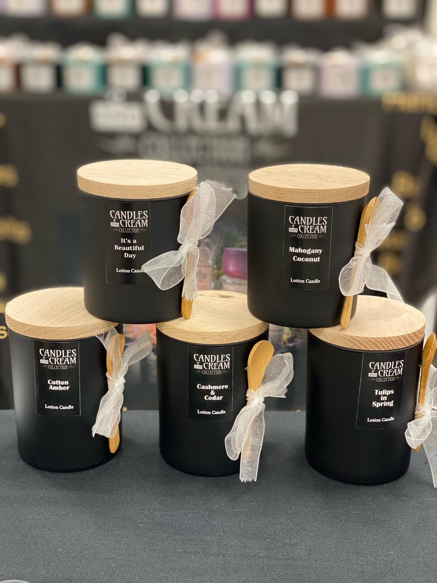 Candles and Cream Collection - 8oz Black Ceramic Lotion Candle