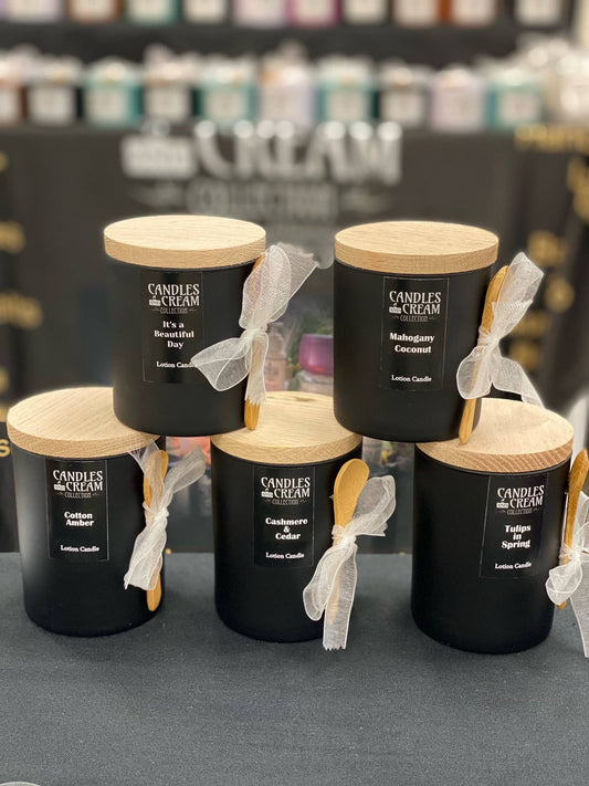 Candles and Cream Collection - 8oz Black Ceramic Lotion Candle