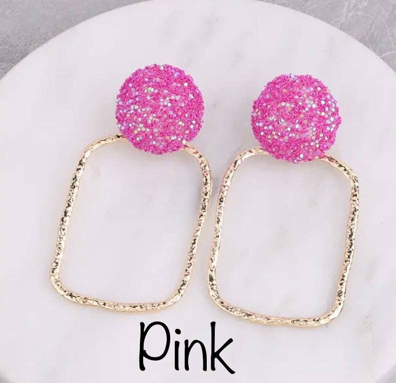 Bleu Olive Designs - Hot Pink Glitter SQ Showstopper Earrings