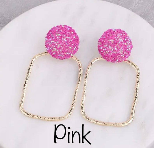 Bleu Olive Designs - Hot Pink Glitter SQ Showstopper Earrings