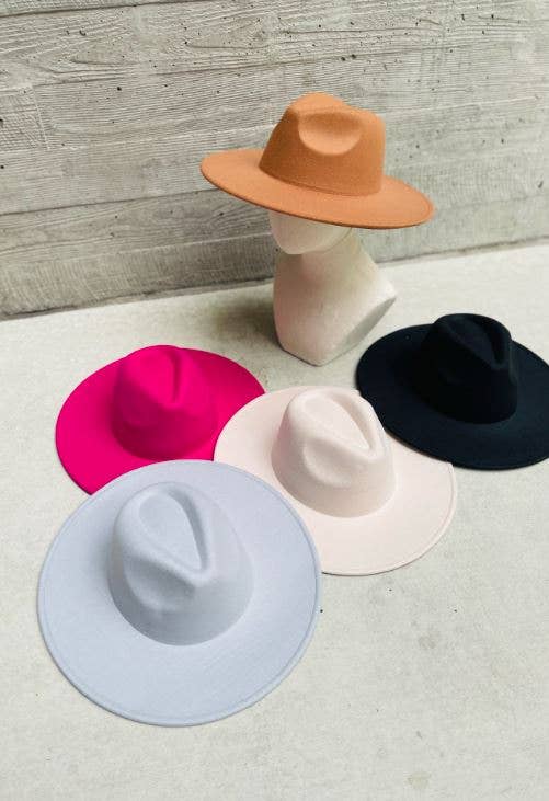 Love and Thyme - Best Seller! Vegan Felt wide Brim Panama hat in faux felt